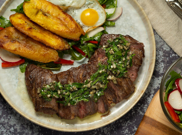 Bistec-a-lo-pobre-overhead-shot Bistec a lo Pobre